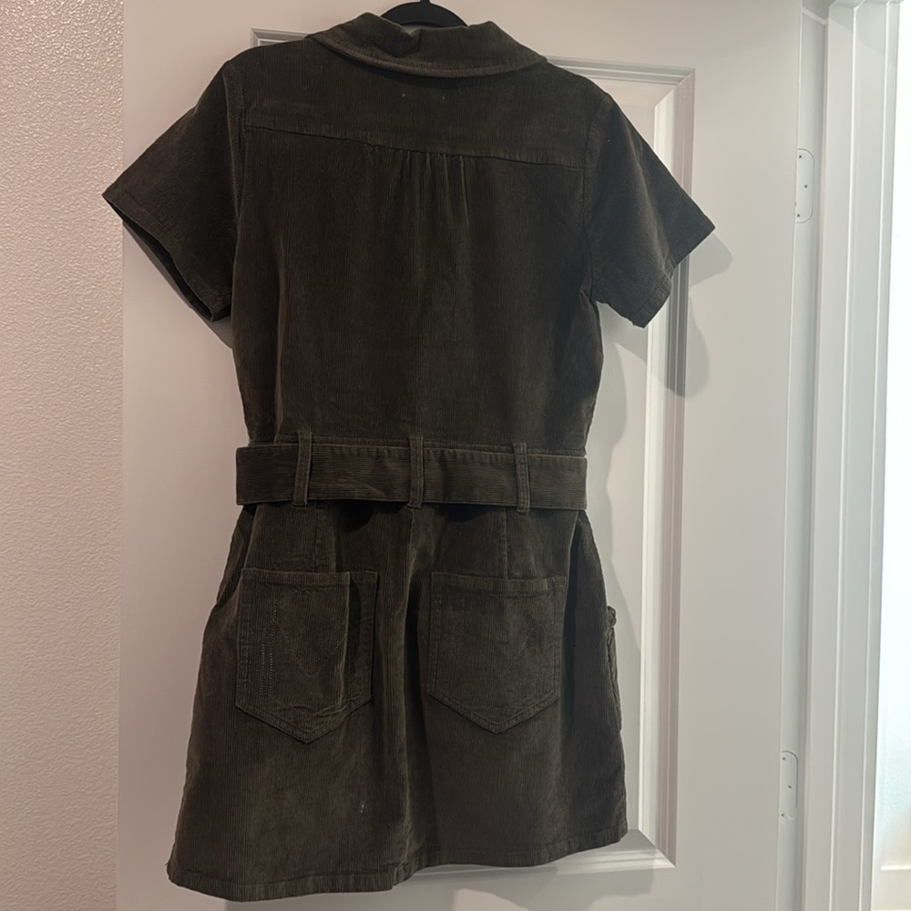 Show Me Your MuMu Olive Green Corduroy Zip Mini Dress with Belt - Picture 5 of 5